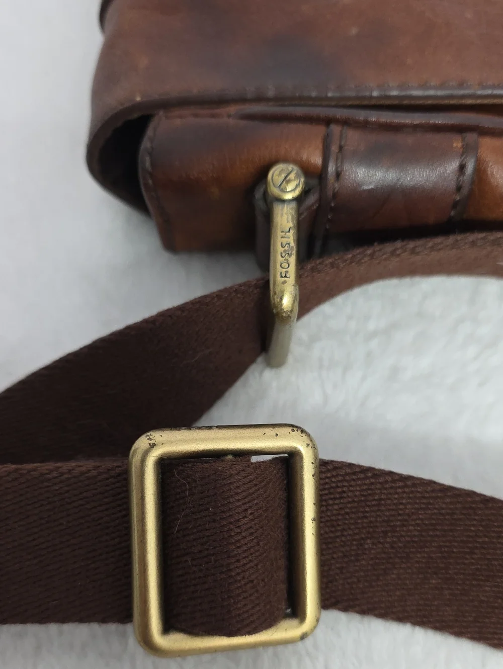 Fossil Brown Leather Messenger Crossbody Bag Distressed Vintage Style